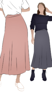 Northcote Knit Skirt by Style Arc - Elastic waist midi skirt that skims the body and flares slightly at the hemline