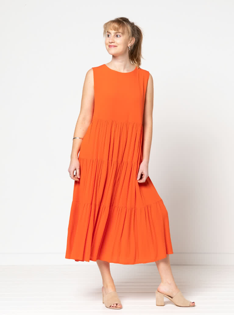 Nova Midi Dress By Style Arc - Slip on three tired sleeveless midi dress.