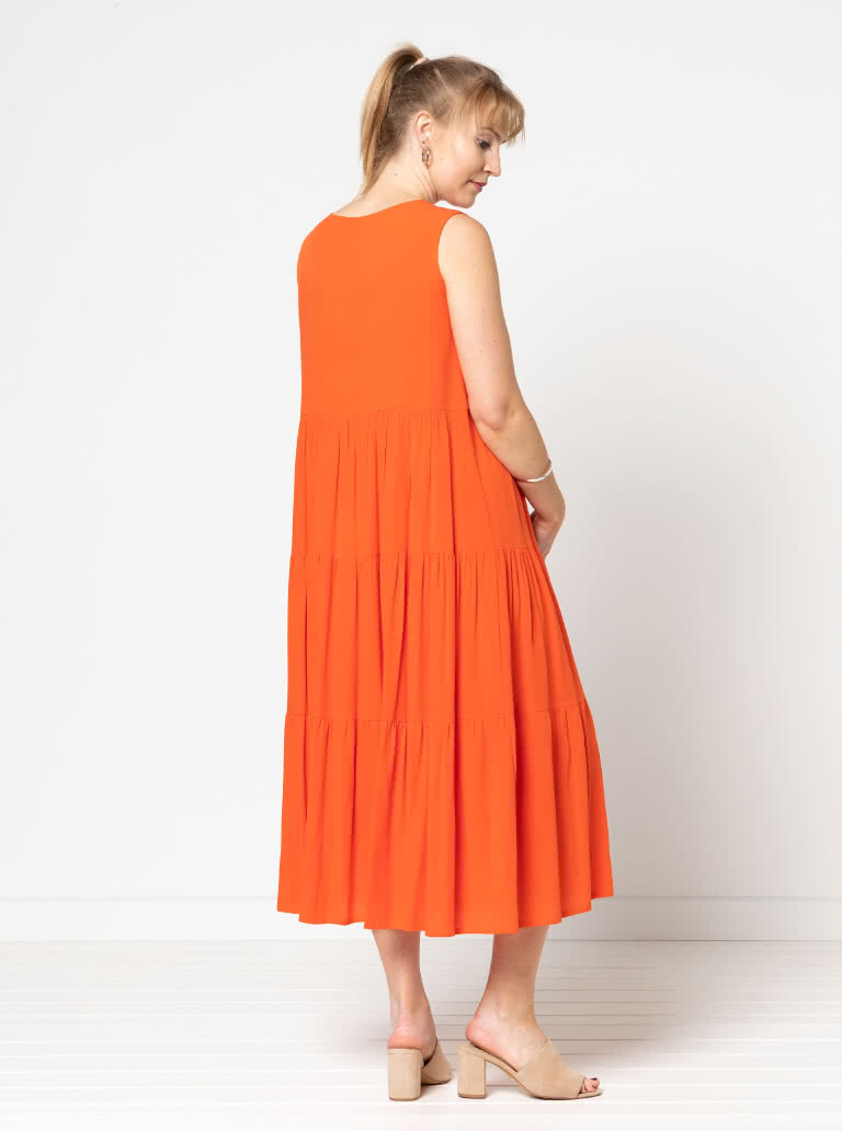 Nova Midi Dress By Style Arc - Slip on three tired sleeveless midi dress.