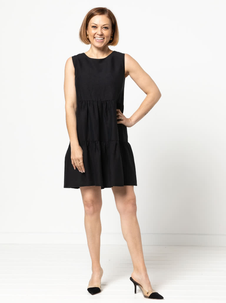 Nova Midi Dress By Style Arc - Slip on three tired sleeveless midi dress.