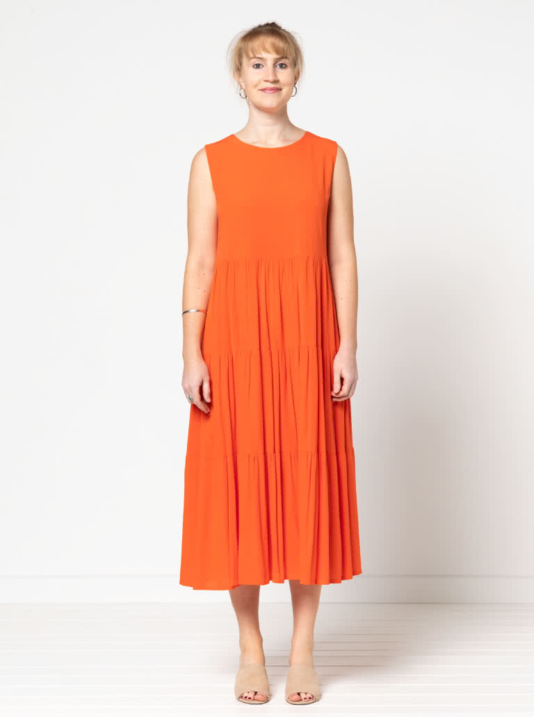 Nova Midi Dress By Style Arc - Slip on three tired sleeveless midi dress.