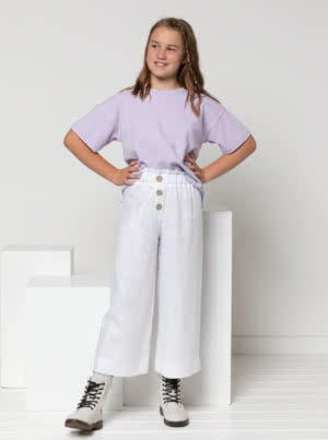Olive Teens Pant By Style Arc - Full length pant with elastic waist, for kids 8 - 16