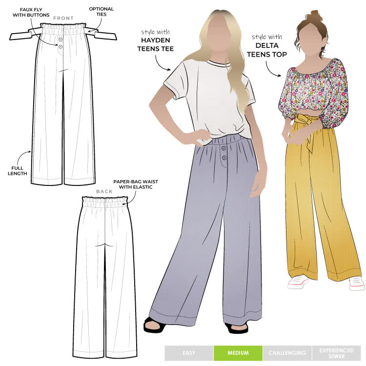 Olive Teens Pant Sewing Pattern Multi-Size – Casual Patterns – Style Arc