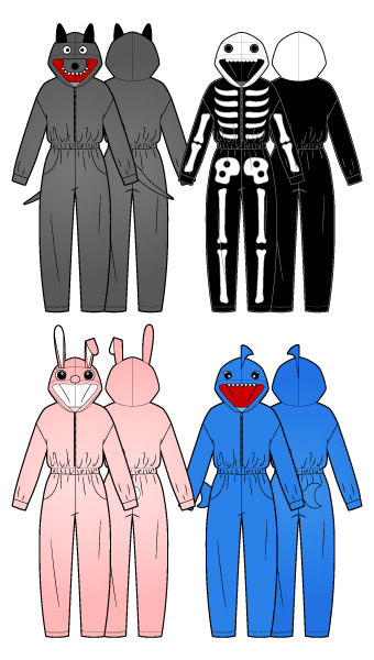 Onesie Knit Womens Add-ons By Style Arc - Pattern pieces for 4 different characters to add to your Onesie pattern. Get creative and change the size and shape of eyes, ears and noses to create expressions full of personality, and many different animals. Sew it your way!
