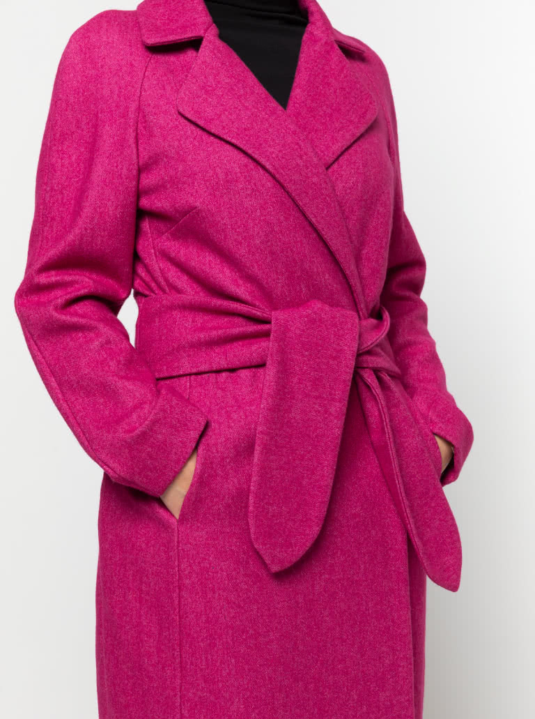 Ormond Designer Coat By Style Arc - Long length or shorter length fully lined wrap front coat with waist ties and raglan sleeves.