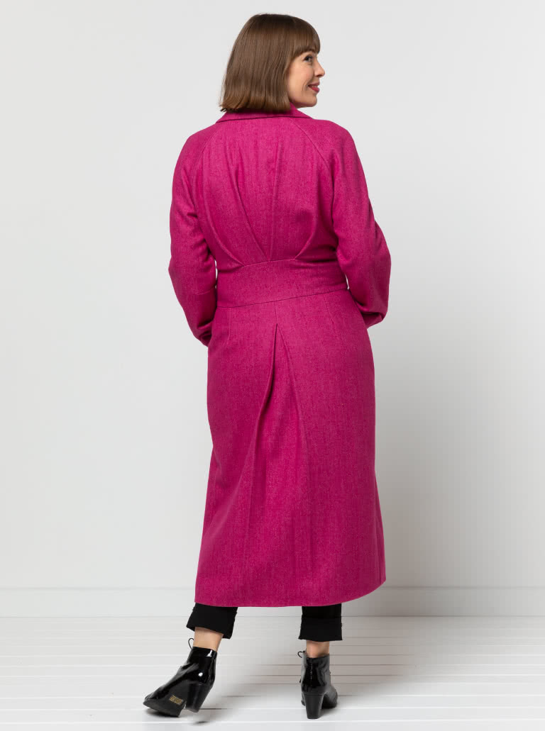 Ormond Designer Coat By Style Arc - Long length or shorter length fully lined wrap front coat with waist ties and raglan sleeves.