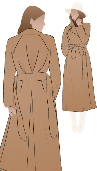 Ormond Designer Coat By Style Arc - Long length or shorter length fully lined wrap front coat with waist ties and raglan sleeves. Sewing Tutorial Click here for a step by step tutorial for the Ormond Designer Coat