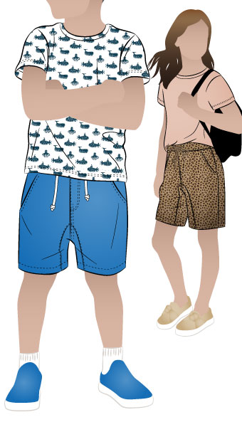 Oscar Kids Short By Style Arc - Elastic waist short featuring a crotch insert, front and back pockets, for kids 2-8