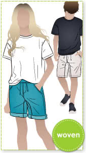 Oscar Teens Short By Style Arc - Elastic waist short featuring a crotch insert, front and back pockets, for teens 8-16