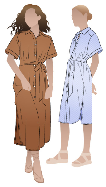 Palmer Woven Dress By Style Arc - Short sleeved shirtmaker dress with side splits and inseam pockets.