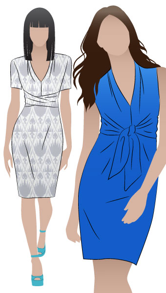 Pamela Dress By Style Arc - Great tie front woven dress with interesting neckline