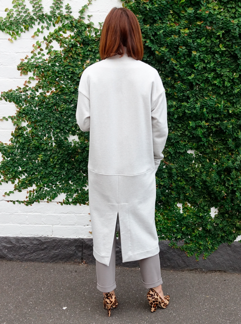 Parker Knit Coat Sewing Pattern By Style Arc - On trend long line casual knit coat with patch pockets.