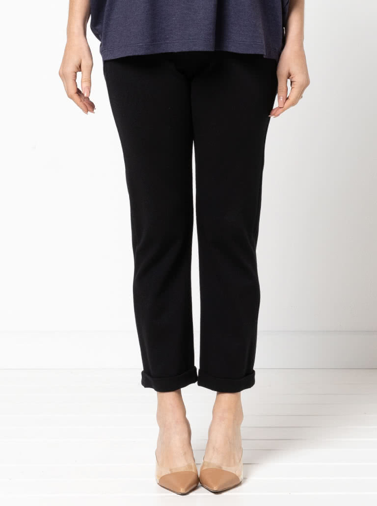 Parker Ponte Pant By Style Arc - Fashionable pull-on elastic waist pant with hem cuffs.