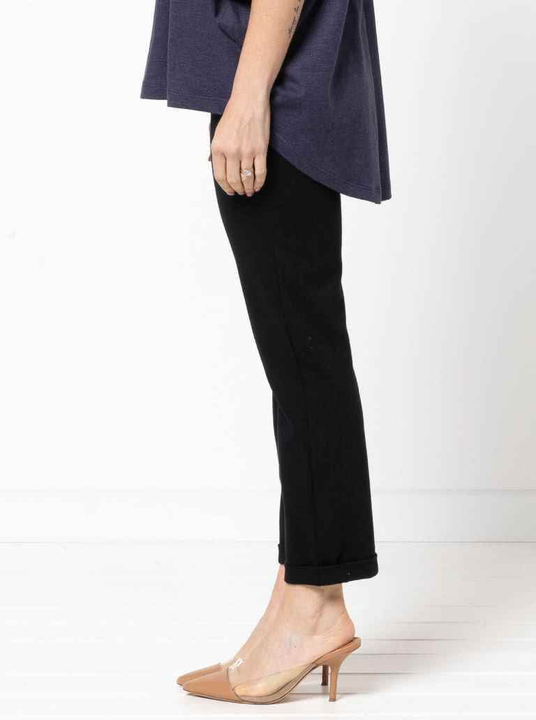 Parker Ponte Pant By Style Arc - Fashionable pull-on elastic waist pant with hem cuffs.