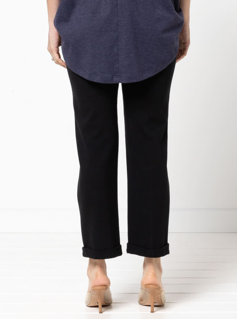 Parker Ponte Pant By Style Arc - Fashionable pull-on elastic waist pant with hem cuffs.