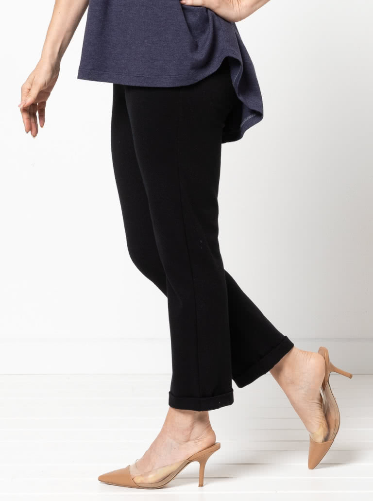 Parker Ponte Pant By Style Arc - Fashionable pull-on elastic waist pant with hem cuffs.