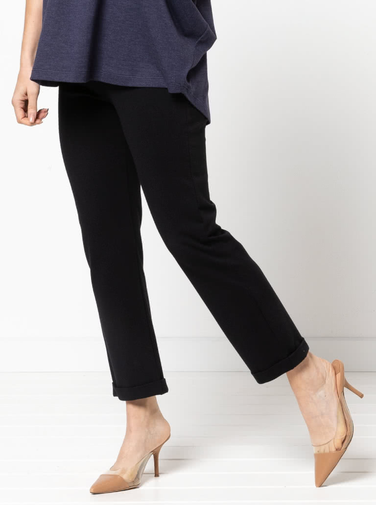 Parker Ponte Pant By Style Arc - Fashionable pull-on elastic waist pant with hem cuffs.