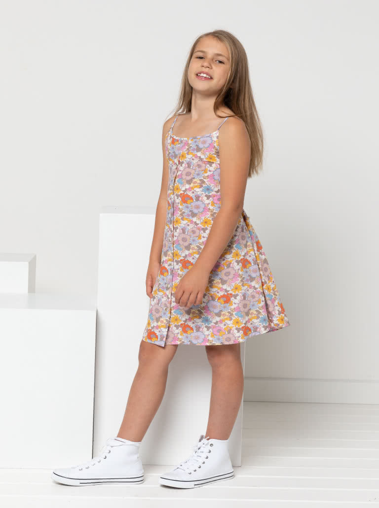 Penny Teens Dress Top By Style Arc - Short swing dress or top with shirred back bodice and rouleau straps, for teens 8 - 16