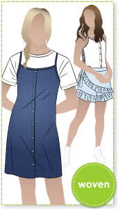 Penny Teens Dress Top By Style Arc - Short swing dress or top with shirred back bodice and rouleau straps, for teens 8 - 16