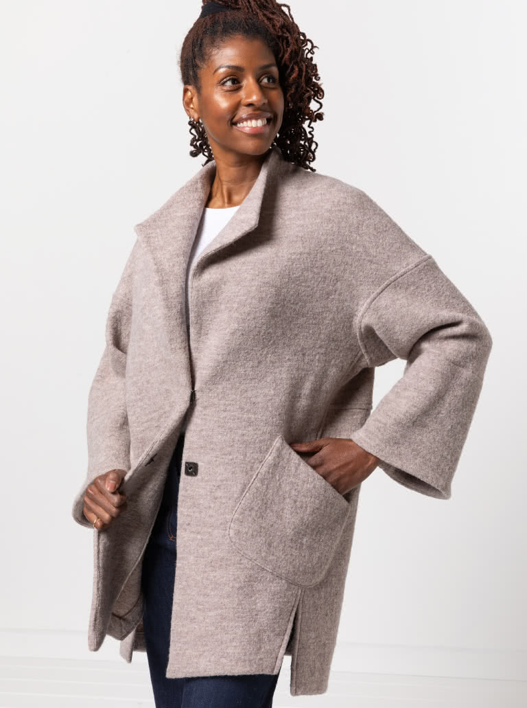 Petra Coat By Style Arc - Casual style coat, with dropped shoulders and wide sleeve.