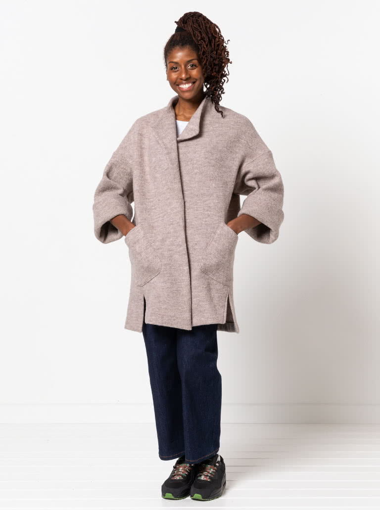 Petra Coat By Style Arc - Casual style coat, with dropped shoulders and wide sleeve.