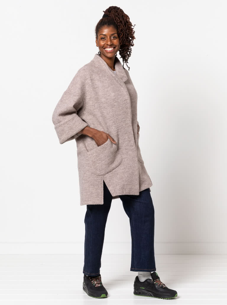 Petra Coat By Style Arc - Casual style coat, with dropped shoulders and wide sleeve.