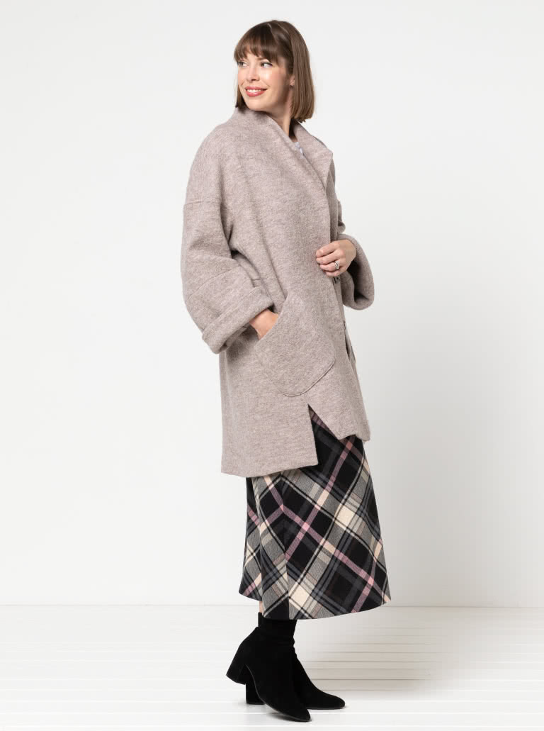 Petra Coat By Style Arc - Casual style coat, with dropped shoulders and wide sleeve.