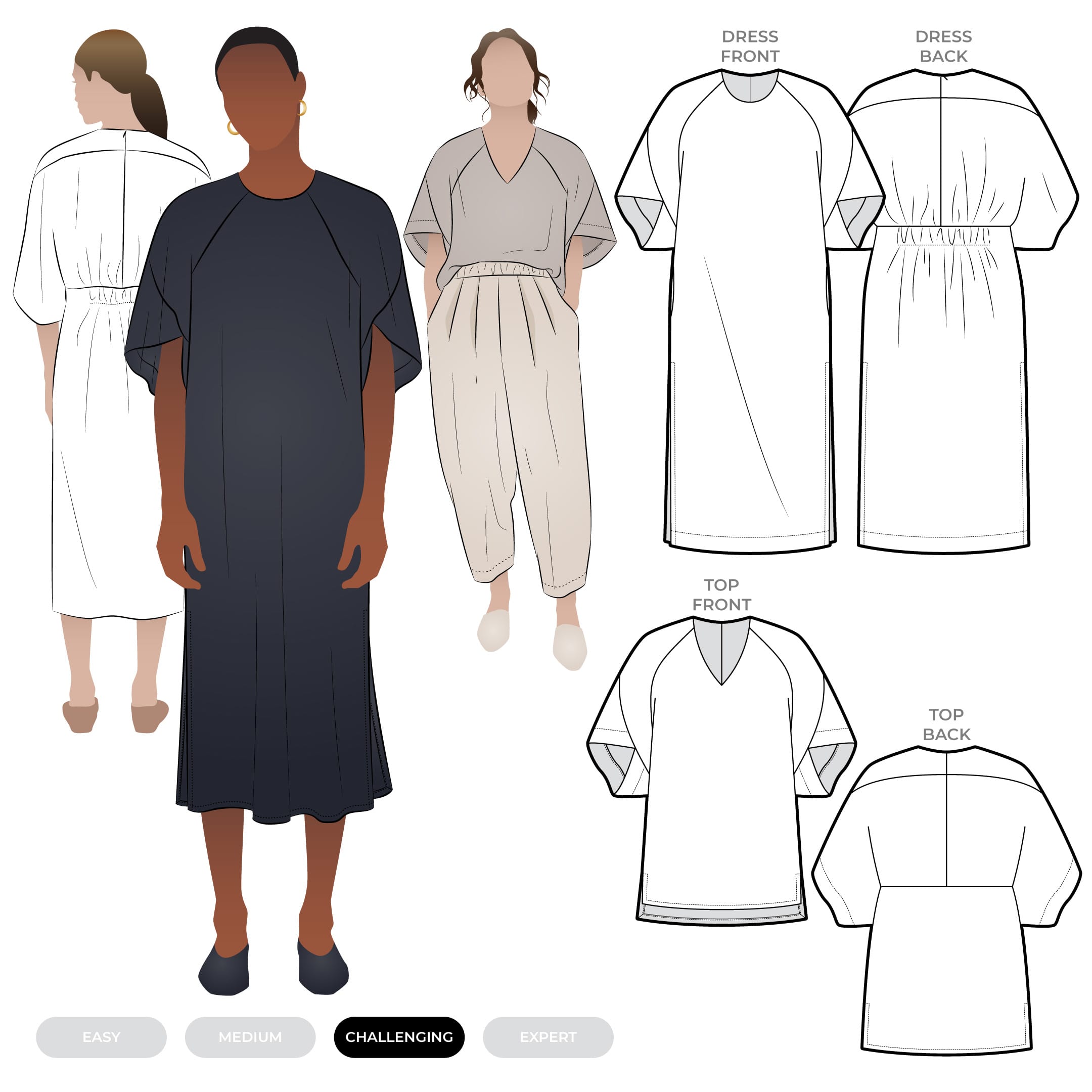 Phillips Woven Top and Dress Phillips Woven Top and Dress by Style Arc - Sculptural top or mid length dress with cape-like sleeves