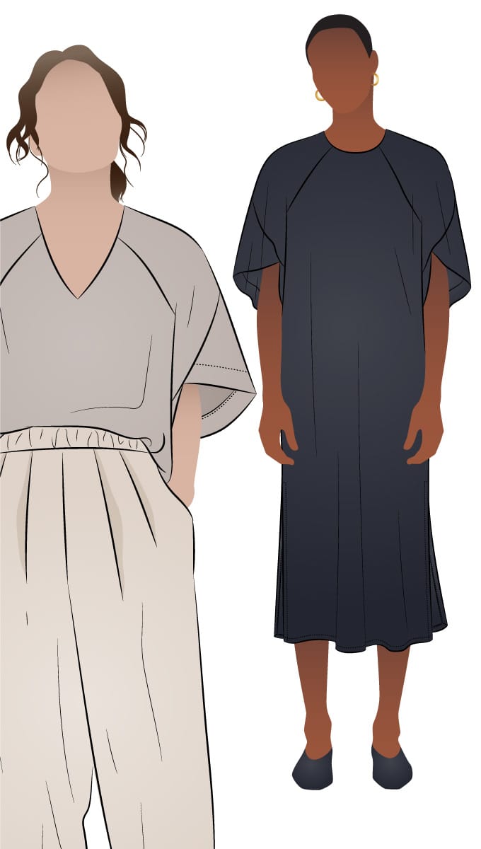 Phillips Woven Top and Dress by Style Arc - Sculptural top or mid length dress with cape-like sleeves