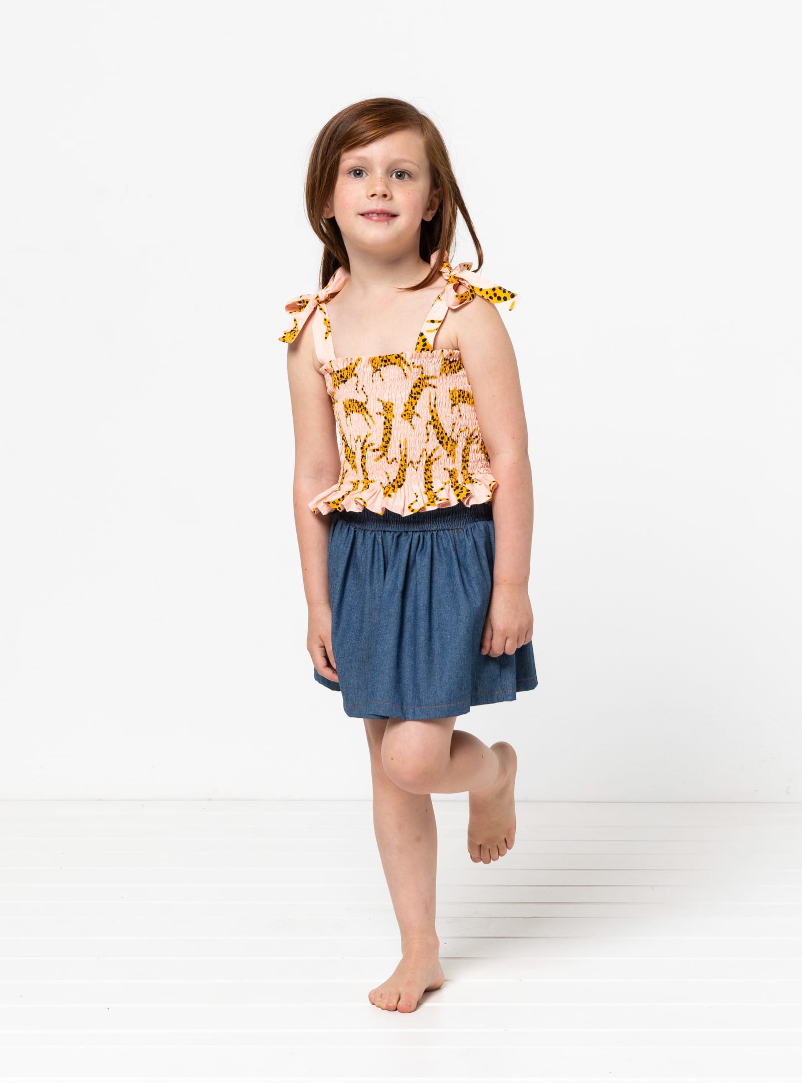 Pippa Kids Dress And Top By Style Arc - Shirred sundress and top, with optional shoulder ties for kids in sizes 2-14