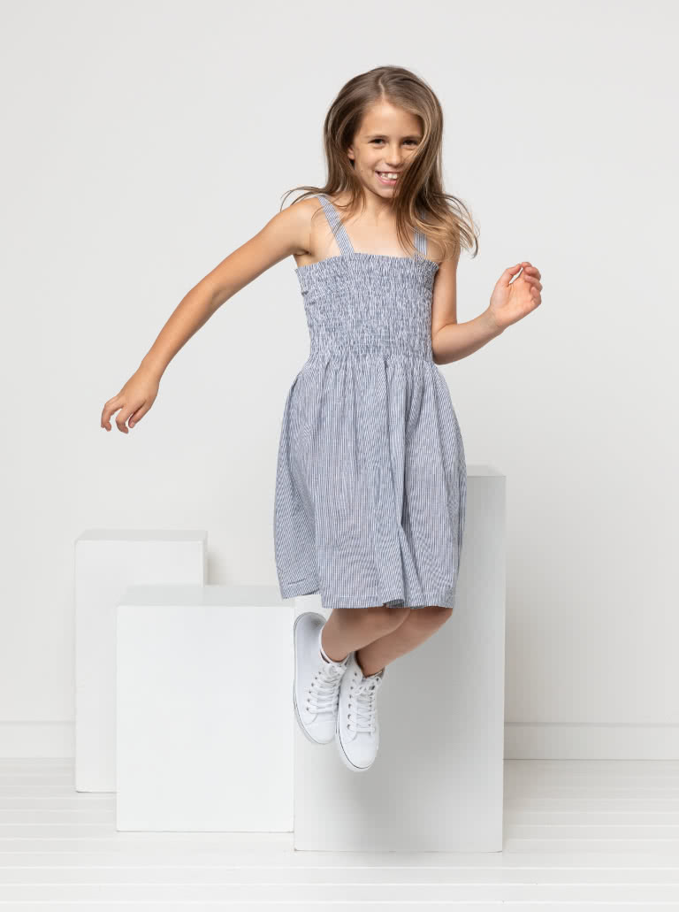 Pippa Teens Dress and Top By Style Arc - Shirred sundress and top, with shoulder ties for kids in sizes 8-16.