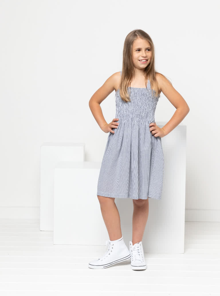 Pippa Teens Dress and Top By Style Arc - Shirred sundress and top, with shoulder ties for kids in sizes 8-16.