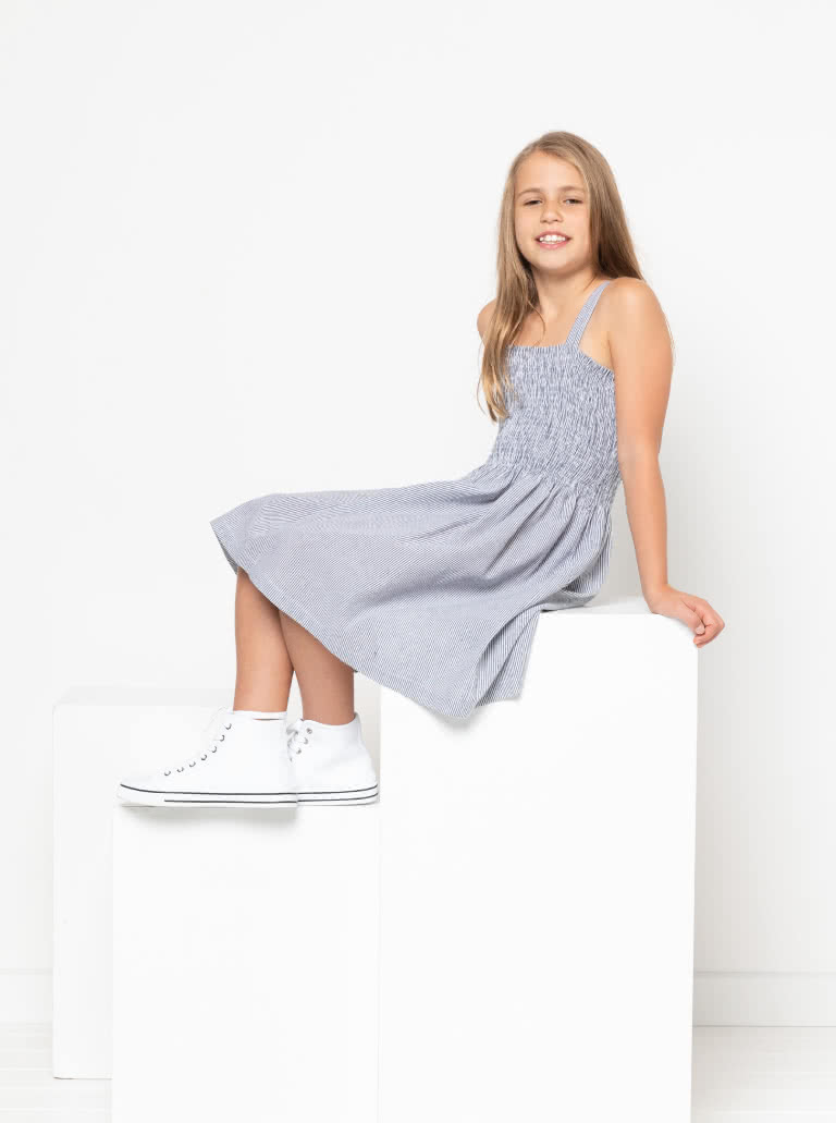 Pippa Teens Dress and Top By Style Arc - Shirred sundress and top, with shoulder ties for kids in sizes 8-16.