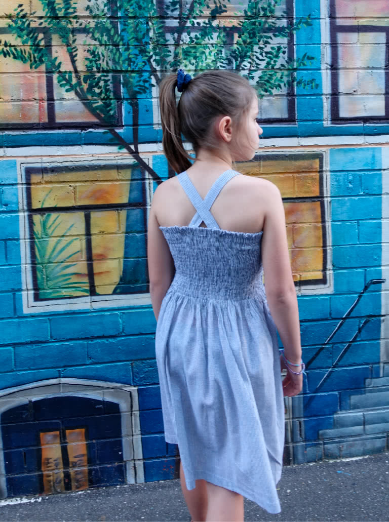 Pippa Teens Dress and Top By Style Arc - Shirred sundress and top, with shoulder ties for kids in sizes 8-16.