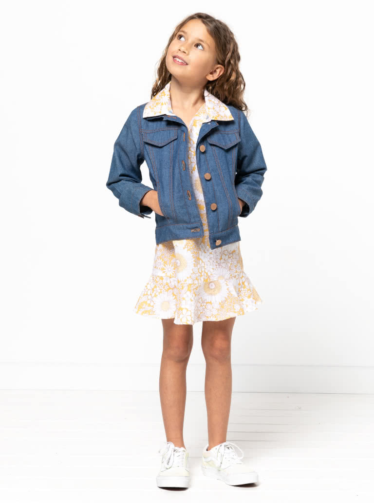Pixie Kids Woven Dress By Style Arc - Easy fit dress with short sleeve and flounce and hem flounce, for Kids 02-14