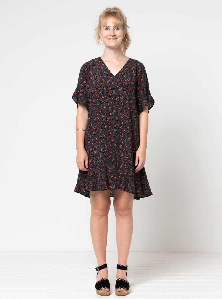 Pixie Woven Dress By Style Arc - Shift dress with short sleeve and hem flounces