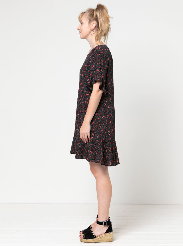 Pixie Woven Dress By Style Arc - Shift dress with short sleeve and hem flounces