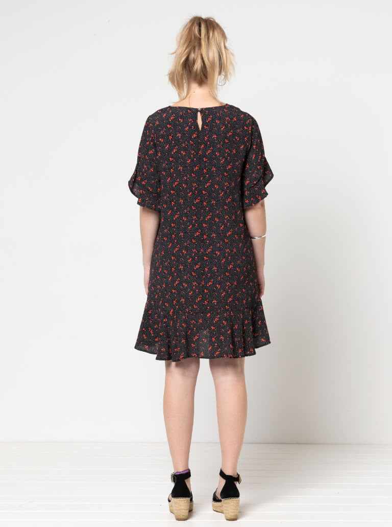 Pixie Woven Dress By Style Arc - Shift dress with short sleeve and hem flounces