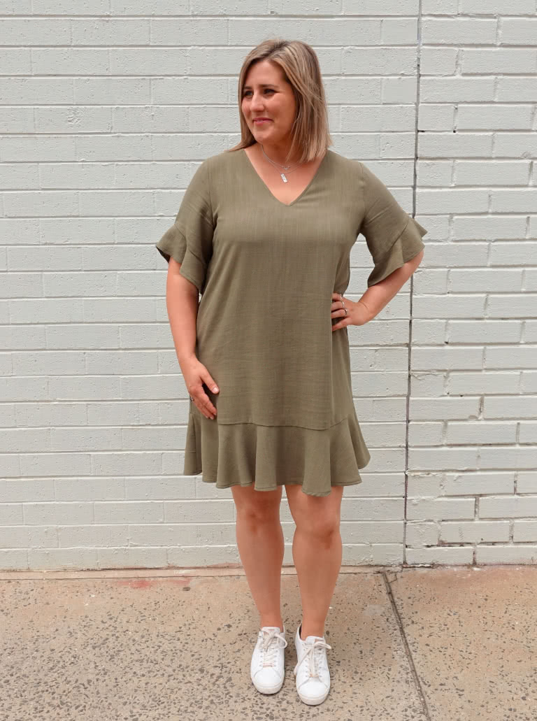 Pixie Woven Dress By Style Arc - Shift dress with short sleeve and hem flounces