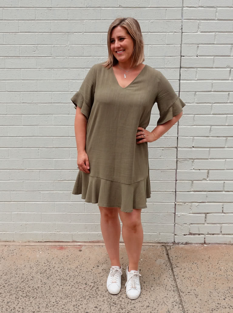Pixie Woven Dress By Style Arc - Shift dress with short sleeve and hem flounces