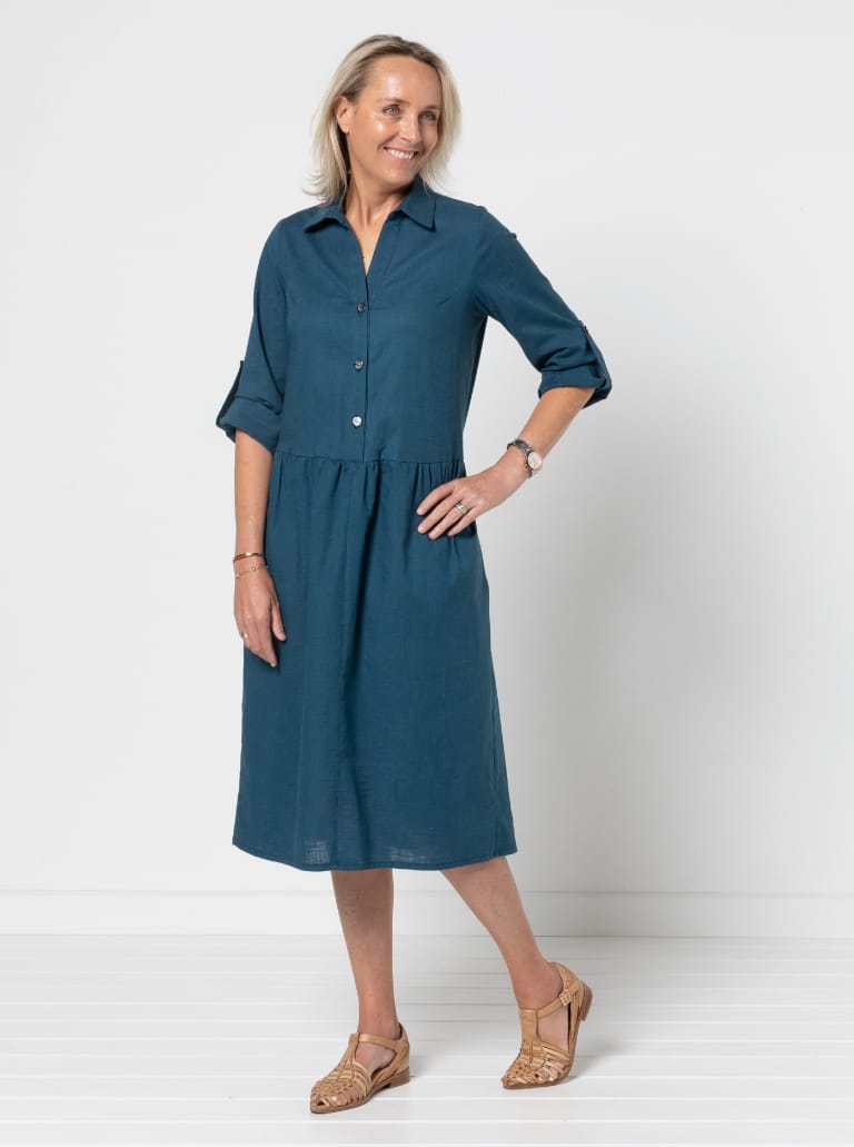 Porter Woven Pack By Style Arc - Low waisted dress and top with four bodice and sleeve options. Gathered skirt with inseam pockets.