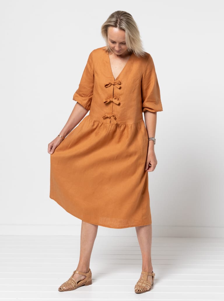 Porter Woven Pack By Style Arc - Low waisted dress and top with four bodice and sleeve options. Gathered skirt with inseam pockets.