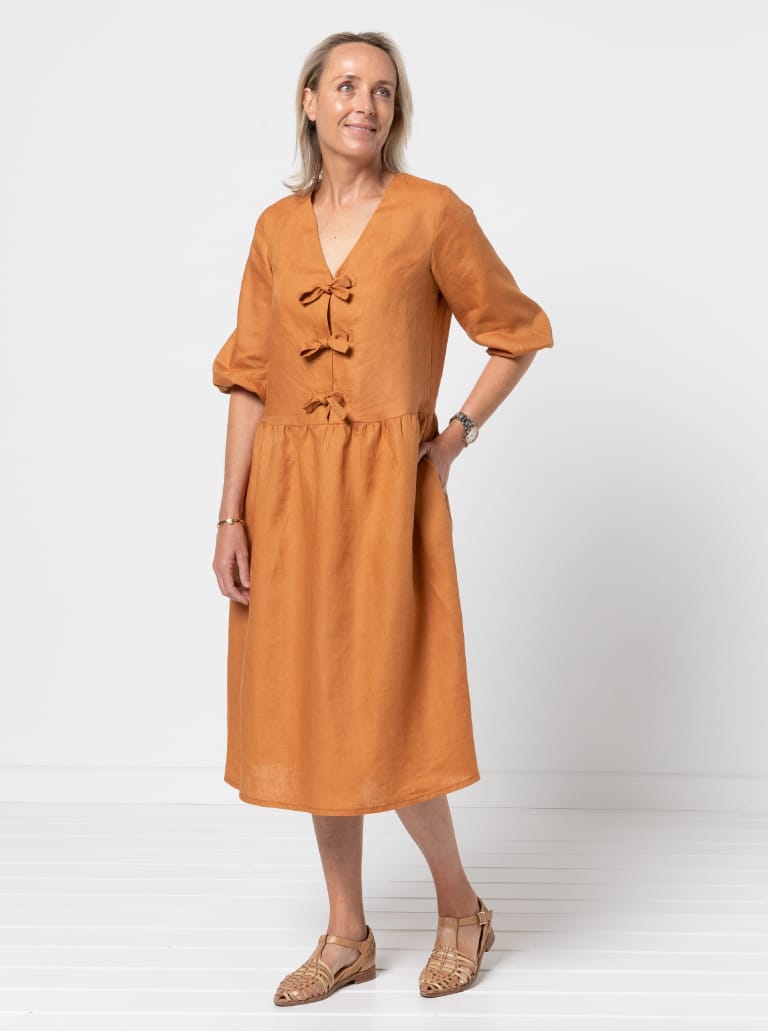 Porter Woven Pack By Style Arc - Low waisted dress and top with four bodice and sleeve options. Gathered skirt with inseam pockets.