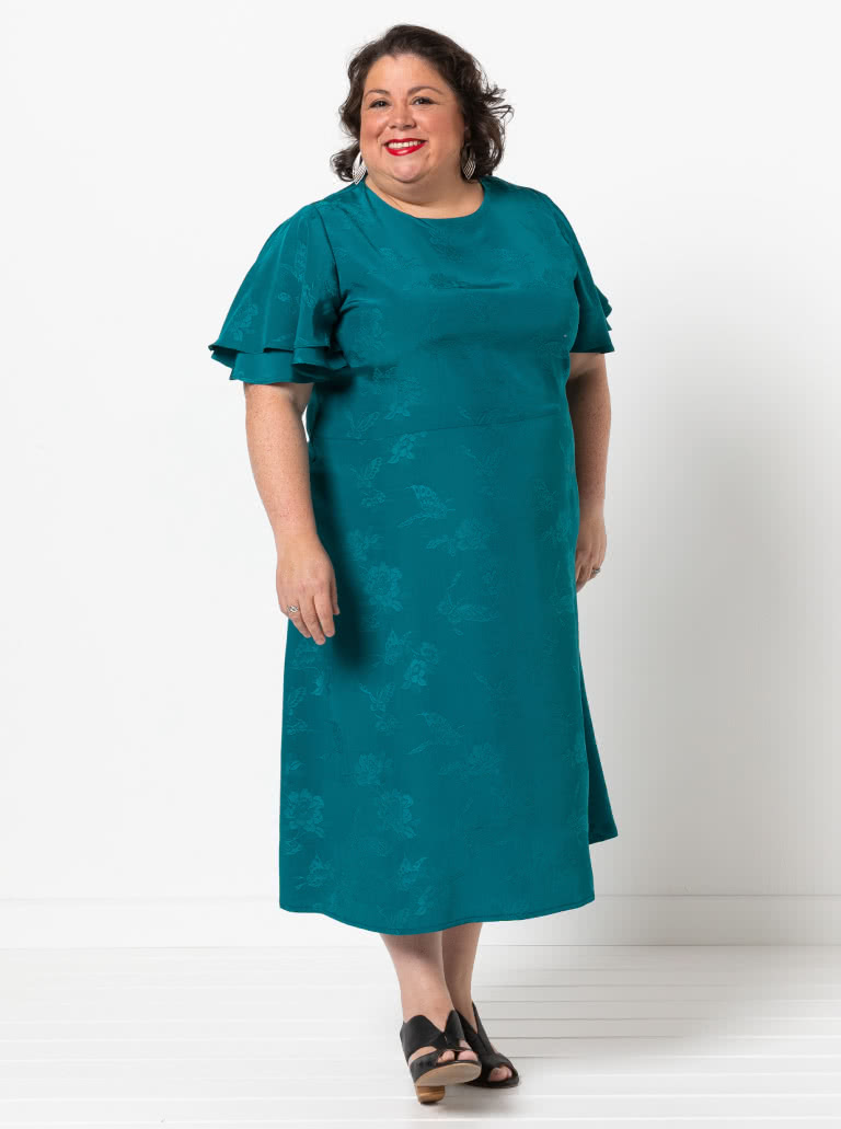 Queenie Woven Dress By Style Arc - Classic waisted dress shape with "A" line skirt and 4 sleeve options