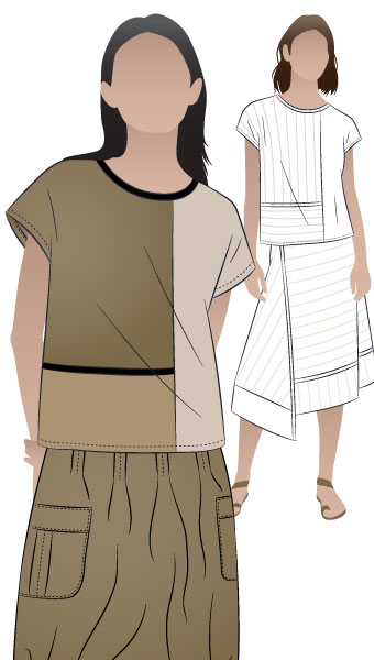 Quinn Woven Top By Style Arc - Square cut panelled top with extended shoulder line.
