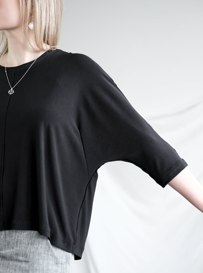 Rhea Knit Top By Style Arc - Basic knit top with elbow length dolman sleeve.