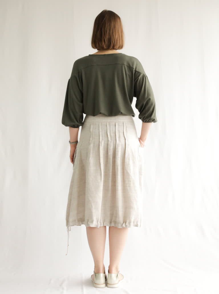 Richmond Utility Skirt By Style Arc - Skirt featuring stitched box pleats, wide basque and pockets