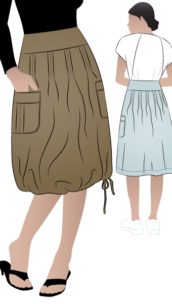 Richmond Utility Skirt By Style Arc - Skirt featuring stitched box pleats, wide basque and pockets
