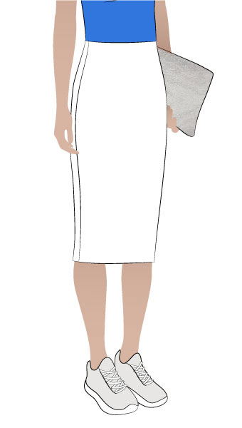 Rita Ponte Skirt By Style Arc - Ponte pencil skirt in two lengths with elastic waist