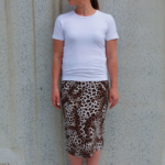 Rita Skirt + Animal Black Brown Jersey Knit Fabric Sewing Pattern Fabric Bundle By Style Arc